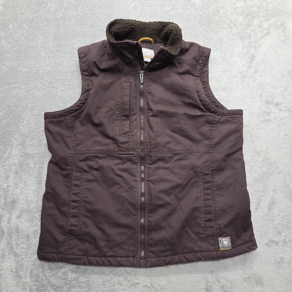 Ariat Vest Womens 2XL Brown Quilted Lined Insulated Full Zip Pockets Rebar